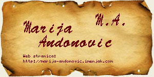 Marija Andonović vizit kartica